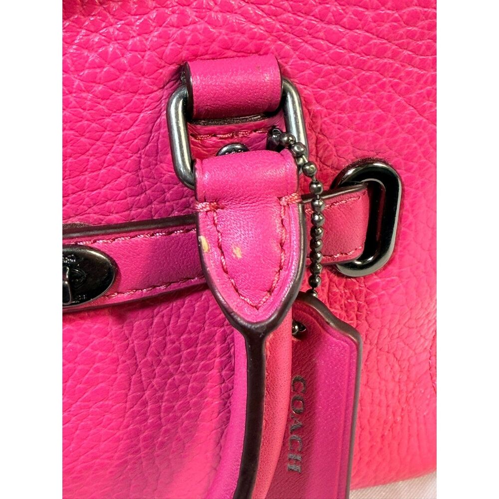 Coach Hot Pink Pebbled Leather Crossbody Satchel - Picture 8 of 15